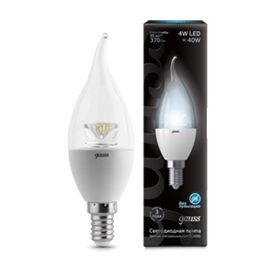 Gauss LED Candle Crystal Clear E14 4W 4100 1/10/50 103201204 лампа