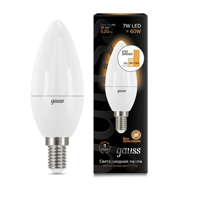 Gauss 7W 520lm 3000 E14 LED 1/10/100 103101107-S лампа