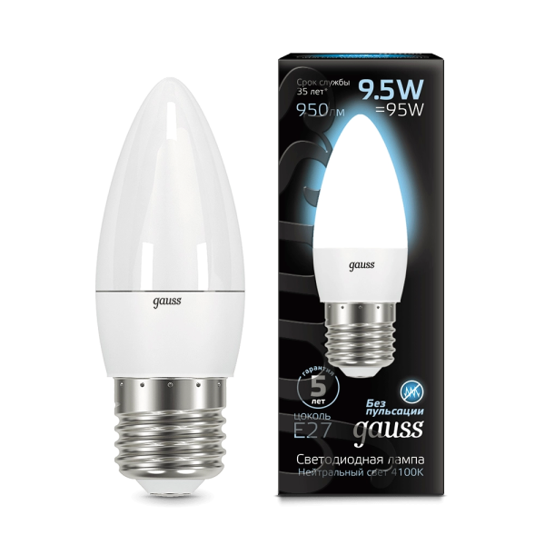 Gauss 9.5W 950lm 4100 E27 LED 1/10/100 103102210 лампа