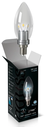Gauss LED Candle Crystal clear 3W E14 4100K 1/10/100 HA103201203 лампа